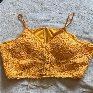 mustard yellow cropped corset